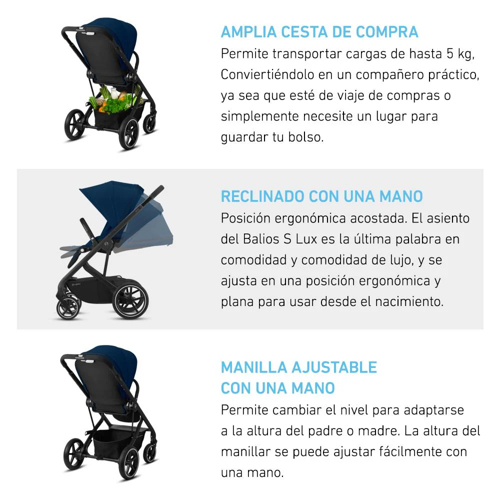 Cybex Travel System Coche BALIOS S Lux 3.0 negro con Silla Nido Aton S2 - Imagen 7