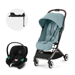Cybex Travel System Coche ORFEO TPE Stormy Blue con Silla Nido Aton S2